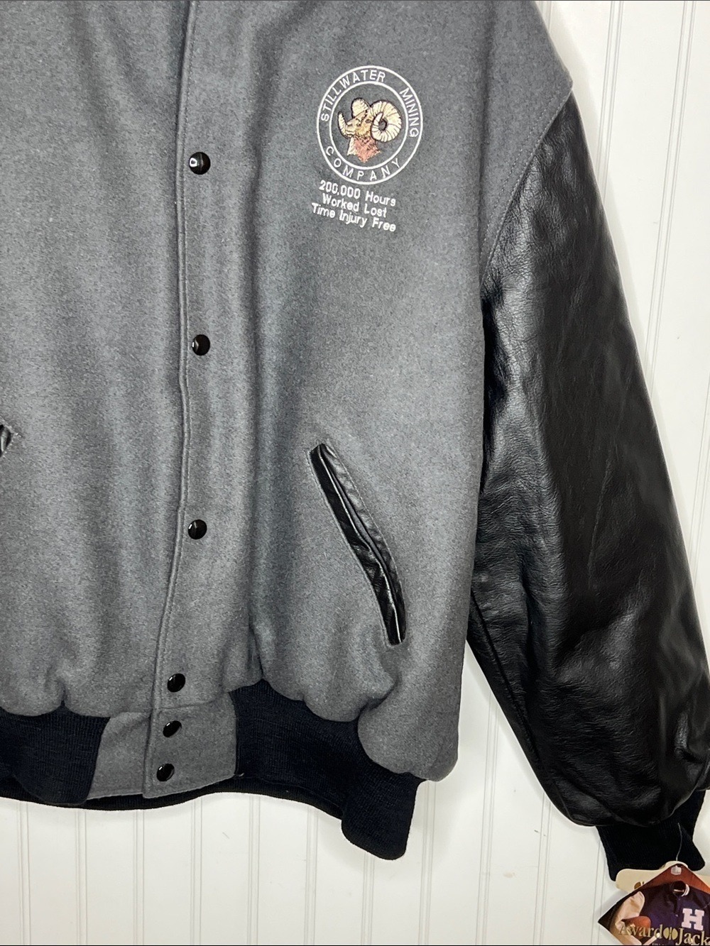 Holloway Grey and Black Bomber Varsity Jacket Size Large NWT - Picture 6 of 16